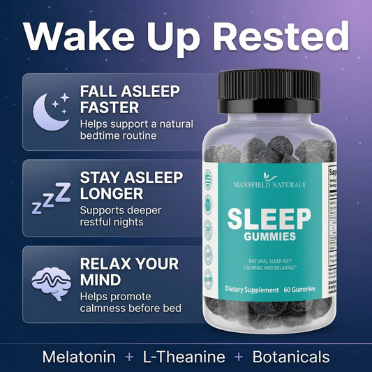 Sleep Gummies with Melatonin, L-Theanine & Botanicals – Fall Asleep Faster, Stay Asleep Longer – Natural Berry Flavor – 60 Count