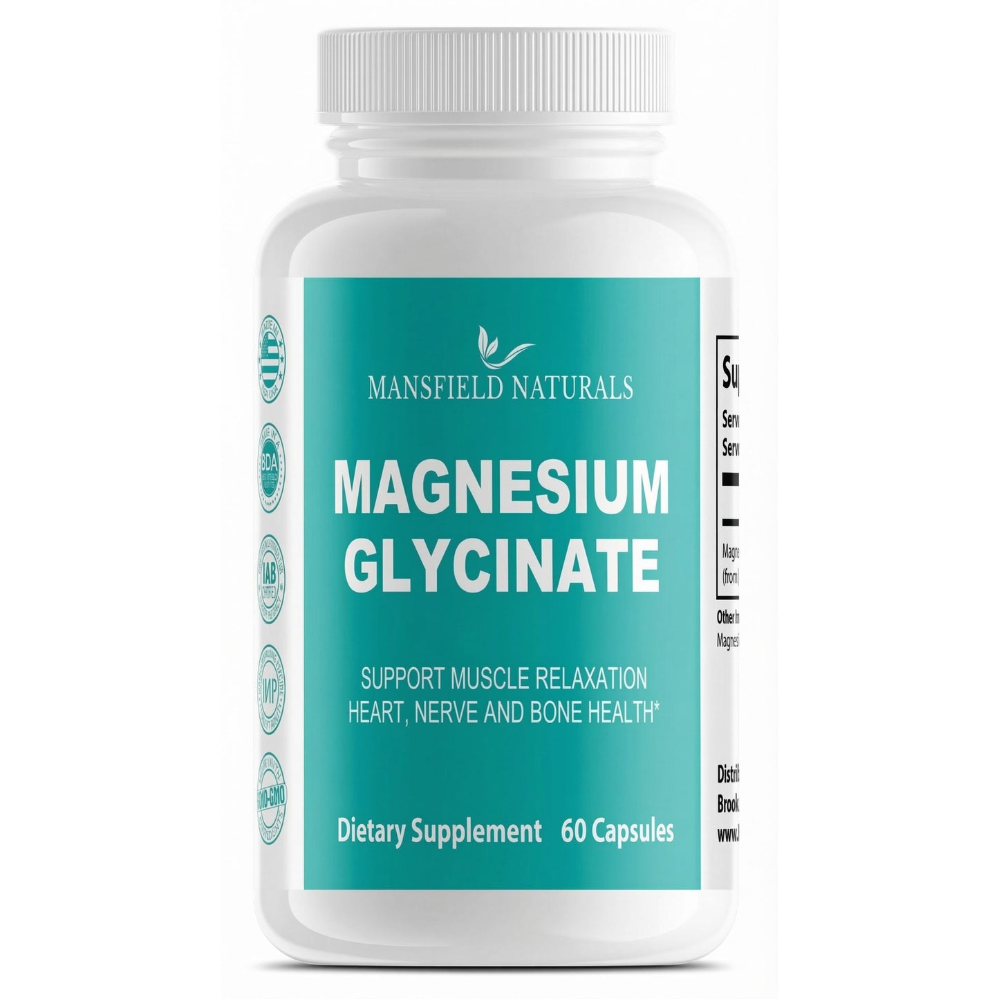 Magnesium Glycinate Supplement - Gentle on Stomach - Supports Nerve, Muscle & Sleep Health - Capsules - 250 mg - 60 Count