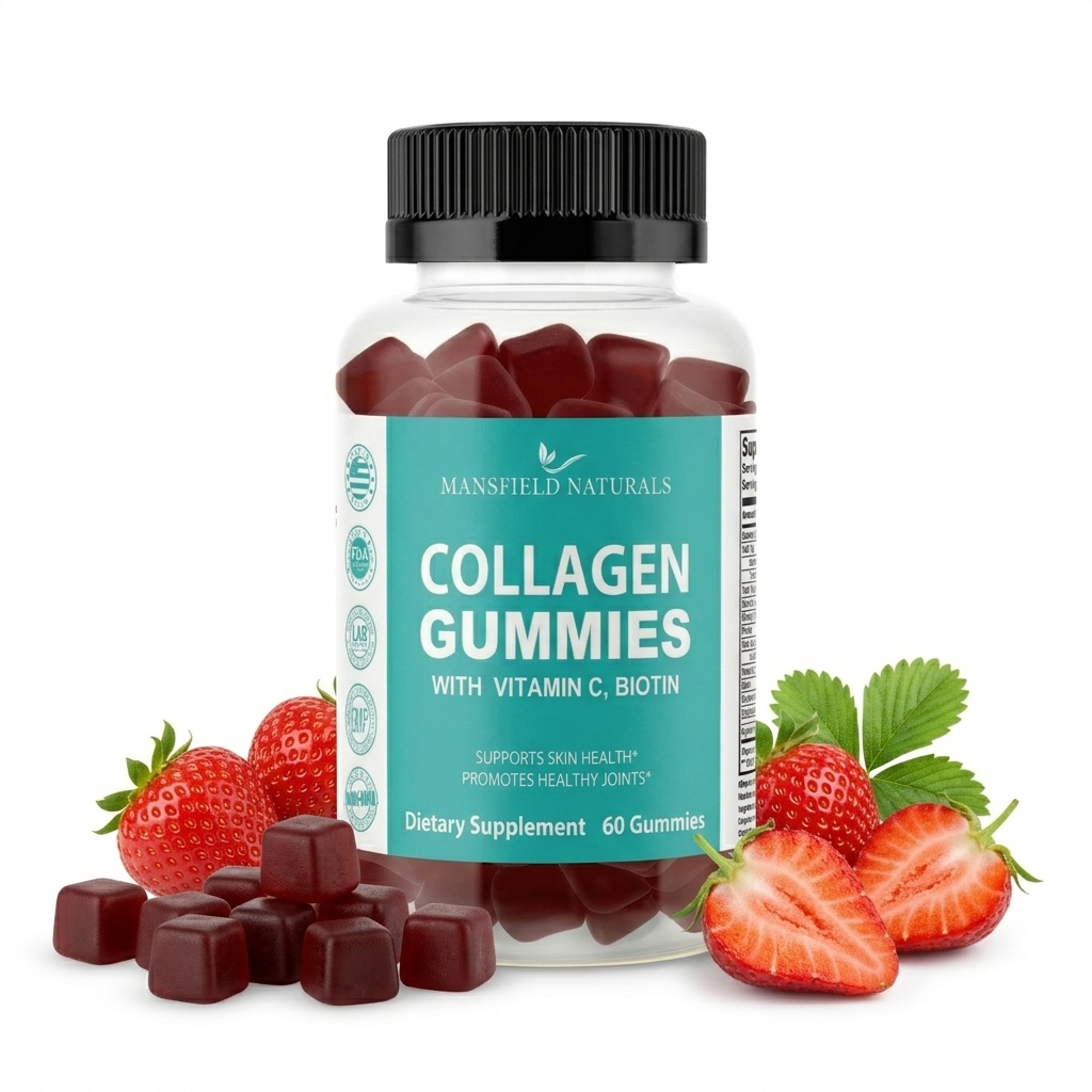 Collagen Gummies – Skin, Hair, Nail & Joint Support – Hydrolyzed Collagen Type I & III – Biotin + Vitamin C – 60 Gummies – Non-GMO, Gluten-Free – Pack of 1