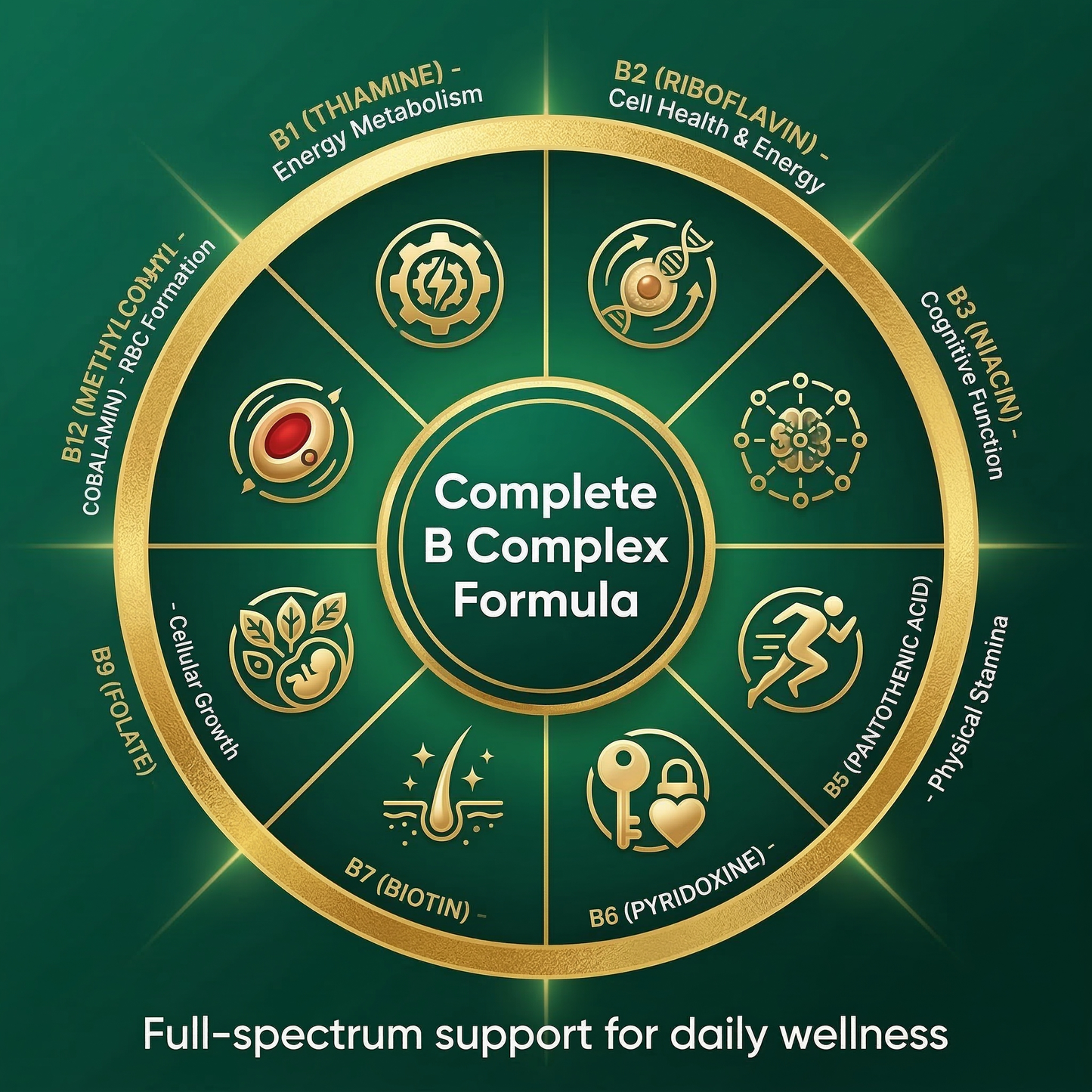 Vitamin B Complex - High Potency Methylated B-Vitamins with Methyl B12 & Folate - Supports Energy, Metabolism & Brain Health - Non-GMO, 60 Capsules