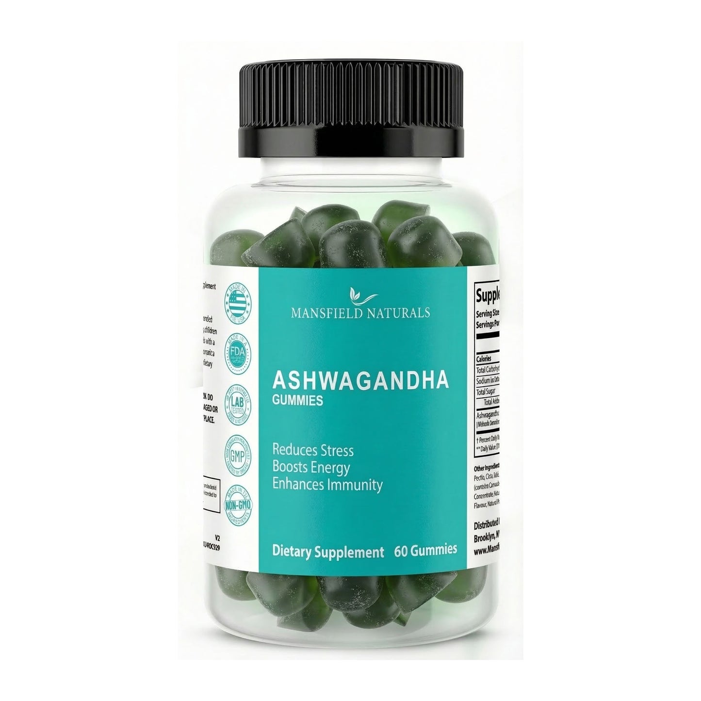 Ashwagandha Gummies with Ashwagandha Root Extract 60 Count Natural Stress Relief & Mood Support Vegan, Non-GMO, Gluten Free Herbal Supplement Pack of 1