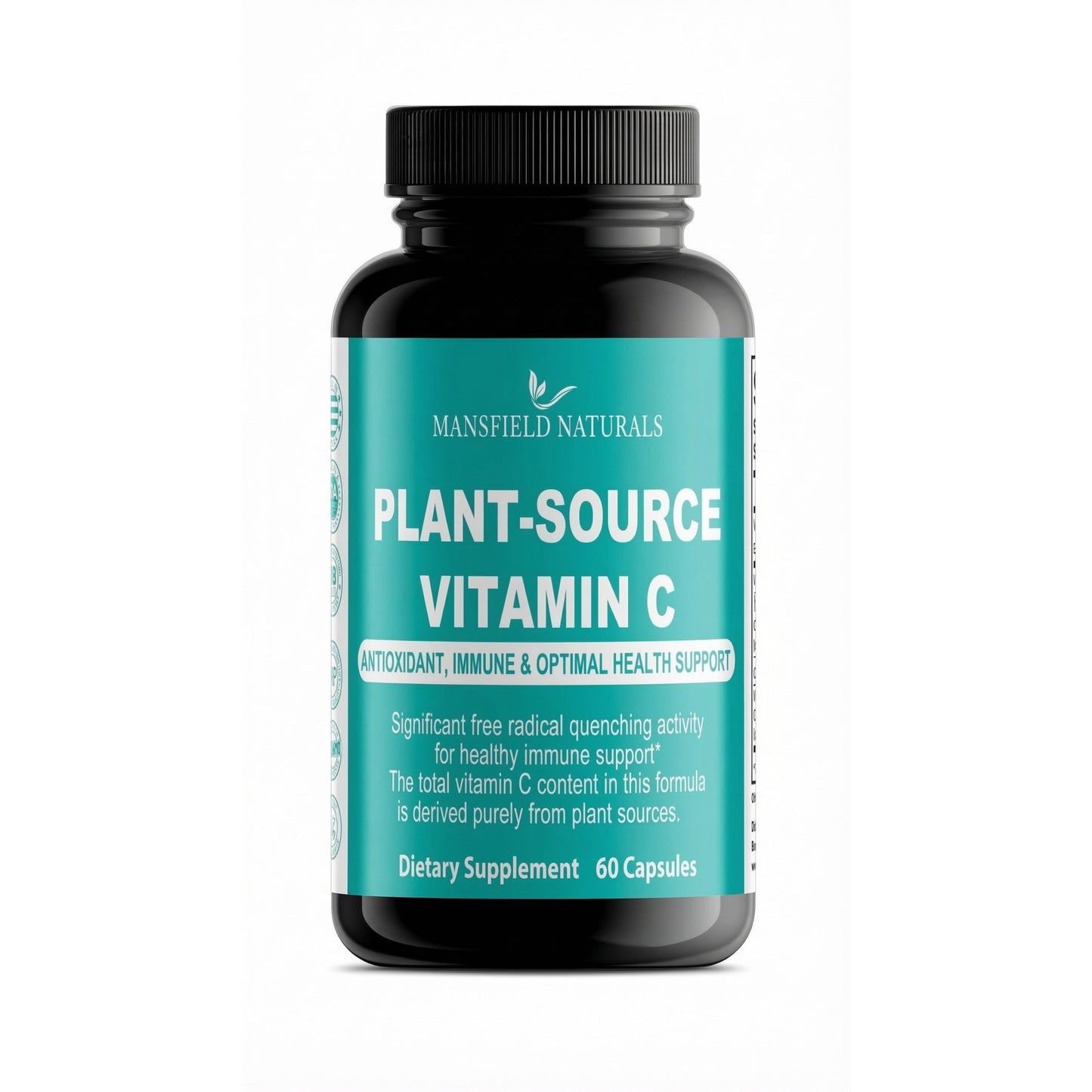 Plant Source Vitamin C - Whole Food Vitamin C Supplement with Acerola Cherry & Rose Hips - Immune Support & Antioxidant Complex - Vegan, Non-GMO - 60 Vegetable Capsules