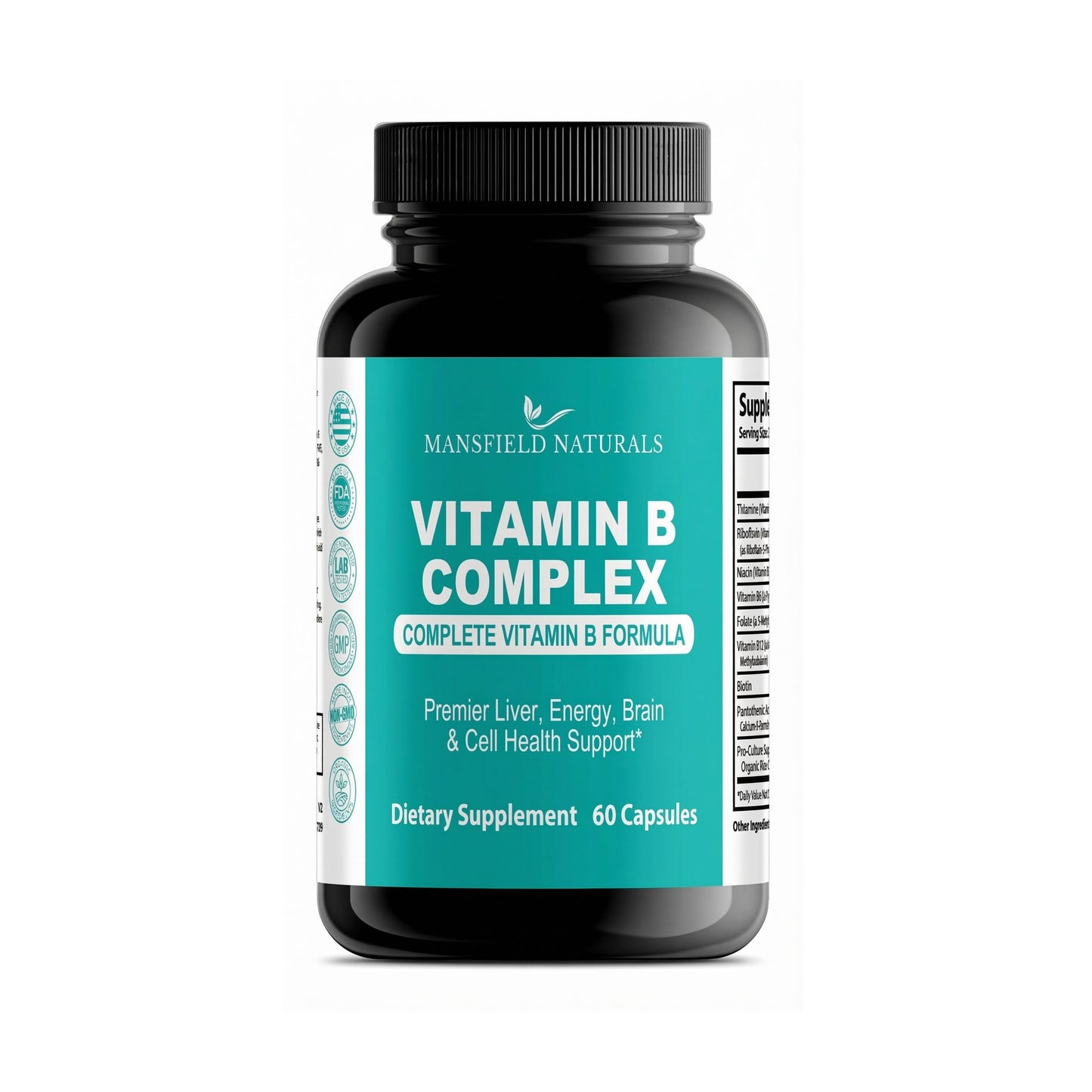Vitamin B Complex - High Potency Methylated B-Vitamins with Methyl B12 & Folate - Supports Energy, Metabolism & Brain Health - Non-GMO, 60 Capsules
